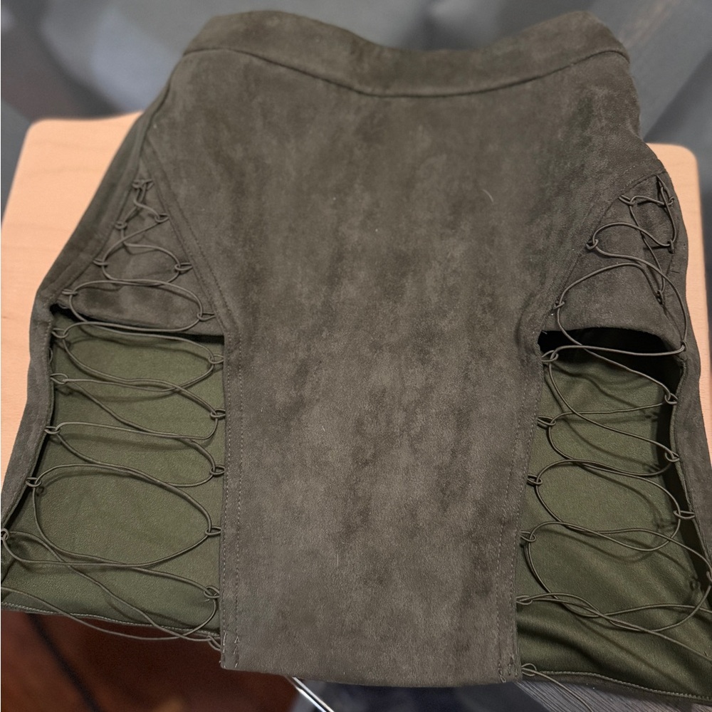 Fashion Nova Olive Green Lace-Up Skirt